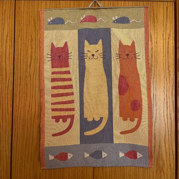 Ekelund Master Weavers Cat & Mouse wall hanging/tapestry! MCM Scandinaviain Ligh - Picture 1 of 11
